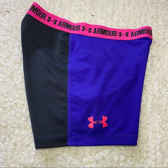 Under Armour Pants - Under Armour HeatGear Stretch Shorts Purple/Gray Size Medium
